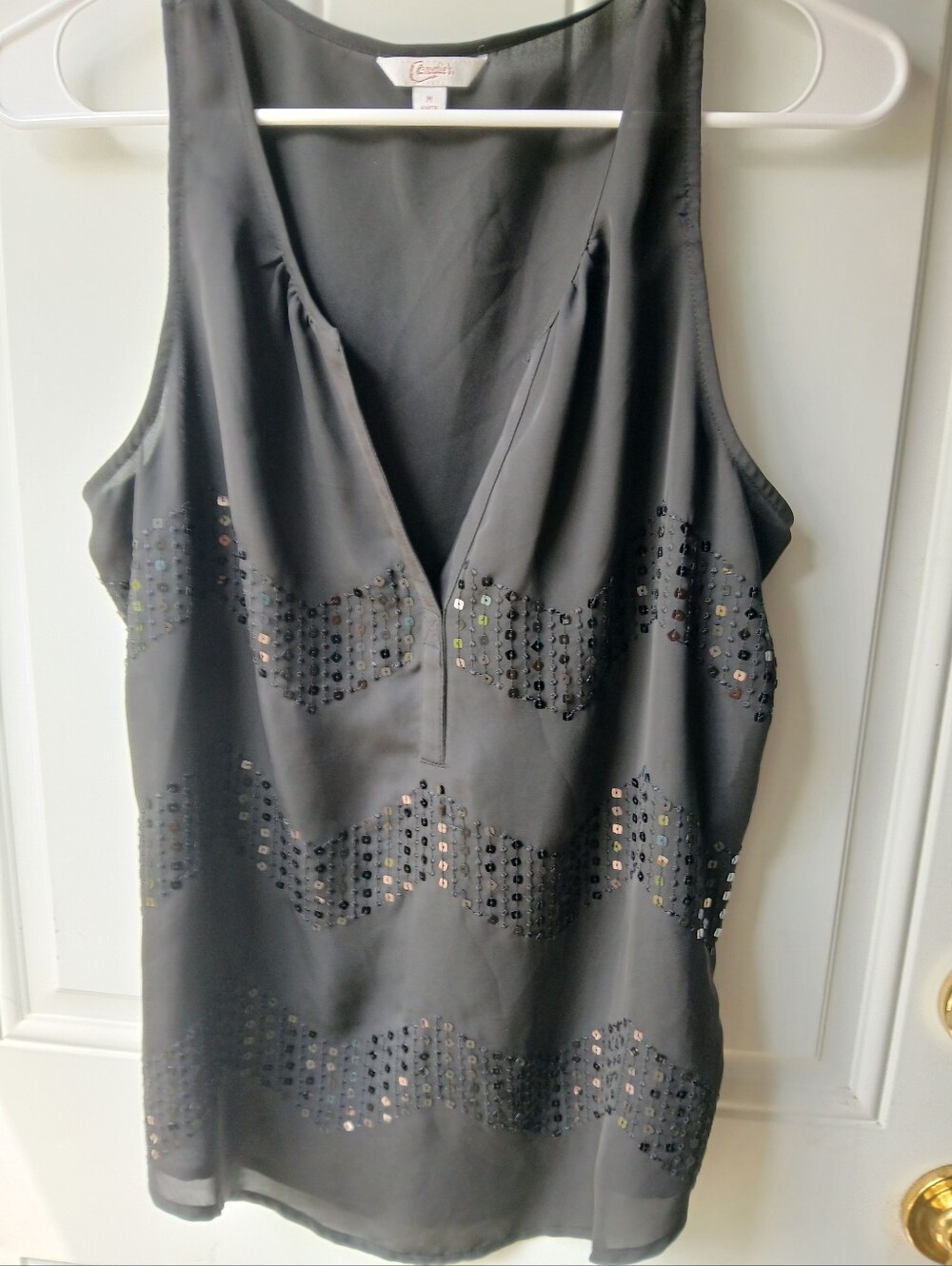 Candie's Black Sequin Tank Medium Y2K Party Top